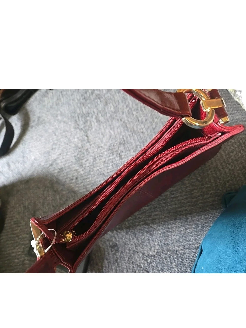 Liz Claiborne Burgundy Shoulder Bag with Gold Hardware